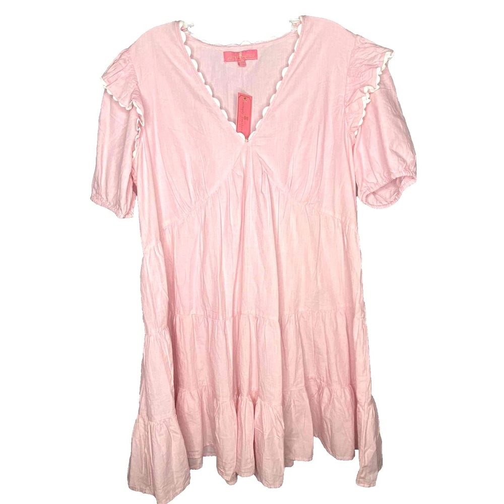 Simply Southern RicRac Dress Womens small Ruffle pink tiered coquette babydoll